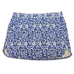 CS Women's XL RLX Ralph Lauren Blue Pattern Golf Skort Skirt W Built In Shorts